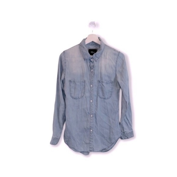 Rails Blue Chambray Rayon Button Down Top - Picture 3 of 8